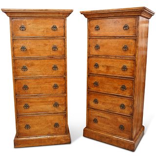 (2 Pc) Bausman and Co. Wooden Drawer Cabinet