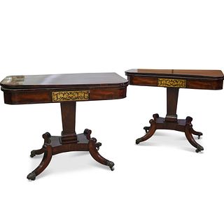 (2 Pc) Antique English Game Tables