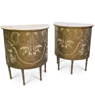 Pair of Onyx Top Dining Cabinets