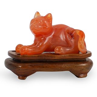 Chinese Agate Cat Figurine