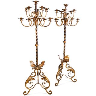 Pair Of Gilt Metal Torchieres