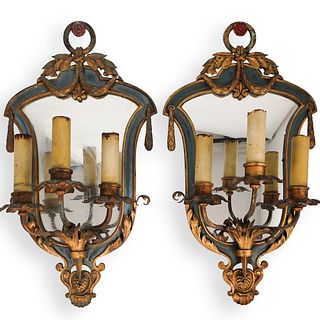 Pair of Bronze Three-Light Mirror Sconces