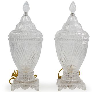 Pair of Cut Crystal Urn Lamps
