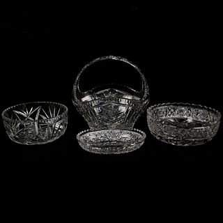 (4 Pc) American Brilliant Crystal Serving Collection