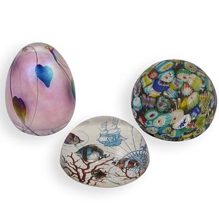 (3 Pc) Glass Paperweight Grouping