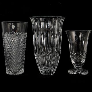 (3 Pc) Crystal Waterford Vase GroupingÂ