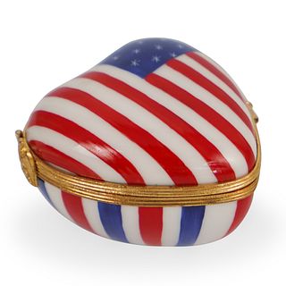 Limoges American Flag Trinket Box