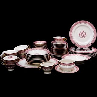 (65 Piece)Theodore Haviland Cambridge Crimson Porcelain Set
