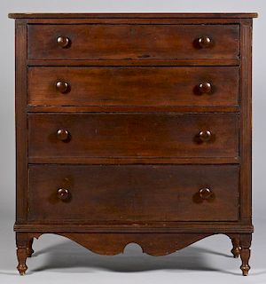 Kentucky walnut chest of drawers, reeded stiles