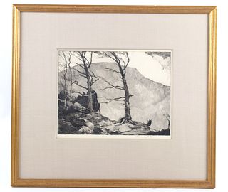 Original Chauncey Ryder Framed Landscape Etching