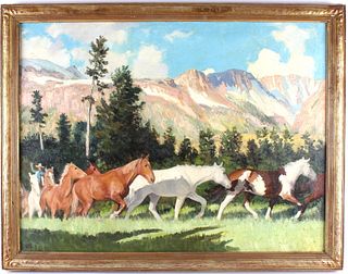 Robert Wesley Amick (1879-1969) Roundup Oil LARGE
