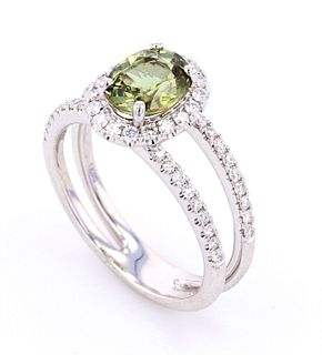 Color Change Alexandrite & Diamond 18K Ring