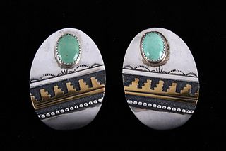 T. Singer Navajo Sterling & Turquoise Earrings