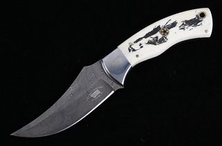 M.T. Knives Buffalo Bill Portrait Damascus Knife