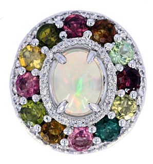 Precious Opal & Semi-Precious Gemstone Silver Ring