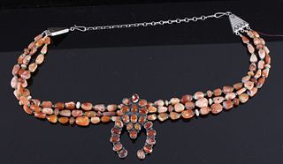 Navajo Sterling Rose Quartz Necklace by Betty Lee
