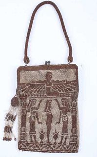 Egyptian Figural Fully Beaded Purse c. 1930's