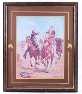"The Duel" Charles Schreyvogel Framed Lithograph
