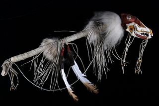 Plains Indians Painted Coyote Skull Dancing Wand