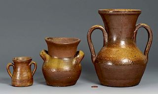 3 Middle TN Pottery Handled Jars