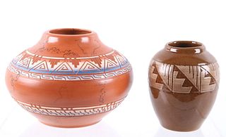 Navajo Hand Made Signed Polychrome Pottery Jars