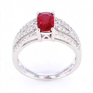 Natural Untreated Ruby & Diamond Platinum Ring