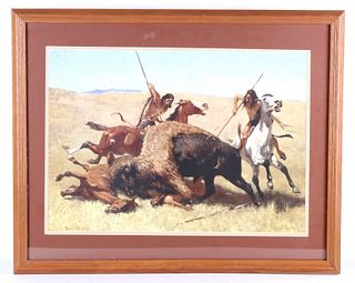 Frederick Remington Framed Print; The Buffalo Hunt