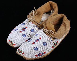 Sioux Fully Beaded Moccasins c. 1950-1960's
