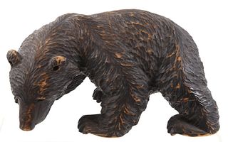 Hand Carved Wooden Black Bear Statue