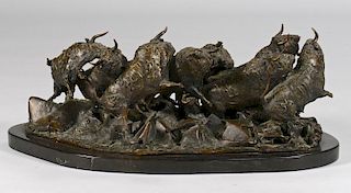 Heriberto Juarez Bronze Sculpture, Bulls