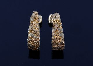 Alaskan 14K Gold Nugget Earrings