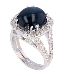 14k Gold Star Sapphire & Diamond Ring