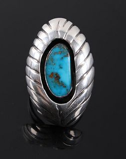 Navajo Sterling & Turquoise Shadow Box Ring