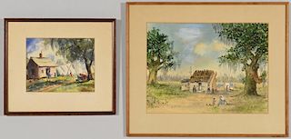 2 Watercolors of African-American Homesteads, incl. Emmie Mcintire