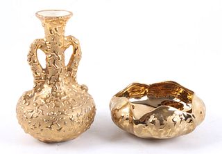 Mid 1900's Weeping 22K Gold Vase & Bowl