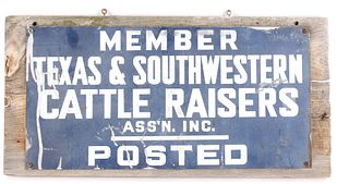 Wooden Texas Cattle Raisers Sign