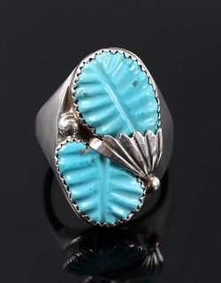 Zuni Hand Carved Sleeping Beauty & Sterling Ring