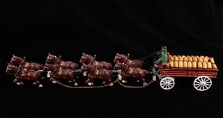 Cast Iron Beer Delivery Horse Drawn Wagon
