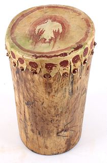 Native American Log & Hide Drum.