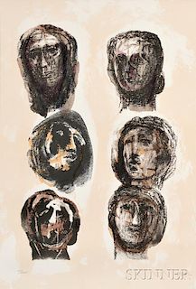 Henry Moore (British, 1898-1986)      Six Heads Olympians