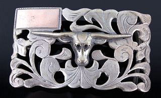 Taxco Sterling Silver & Gold Vaquero Steer Buckle