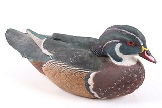 B Mentry Signed Hand Carved Wood Duck Decoy