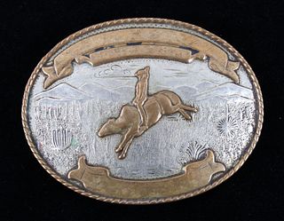 1940's Comstock German Silver Rodeo Belt Buckle