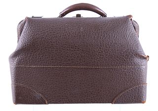 Brown Textured Leather Travel Bag Circa 1960s