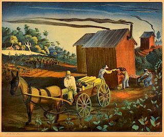 Buell Whitehead Lithograph "Tobacco Barn"