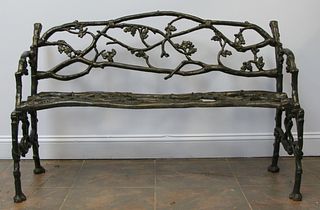 Cast Iron Oak Tree Form Garden Bench.