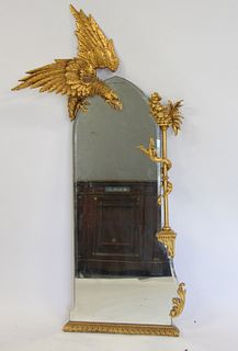 Art Deco Mirror With Carved Giltwood  Phoenix