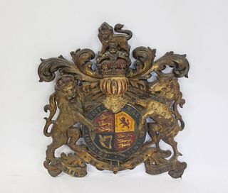 Antique Painted Iron English Crest