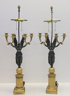 Finest Quality Pair Of Gilt And Patinated Bronze