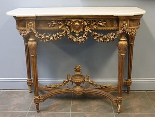 Antique Louis XV1 Style Finely Carved, Giltwood